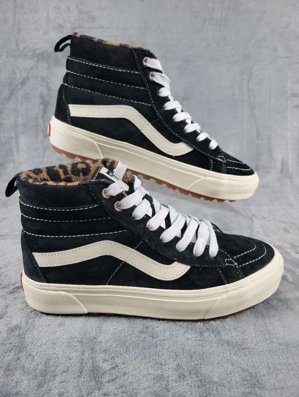 VANS SK8-HI MTE 1 BLACK LEOPARD SUEDE SNEAKERS WOMEN SIZE 8 500714